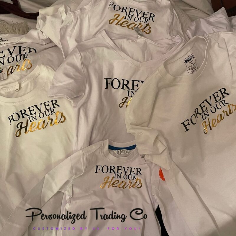 Memorial Service T-shirts.